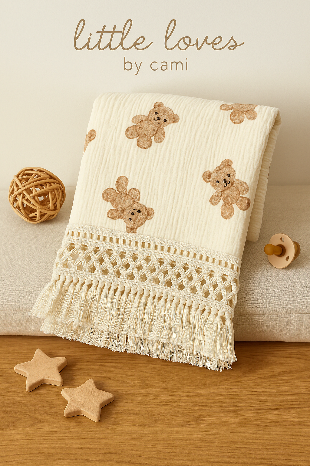 Boho Bear Muslin Blanket